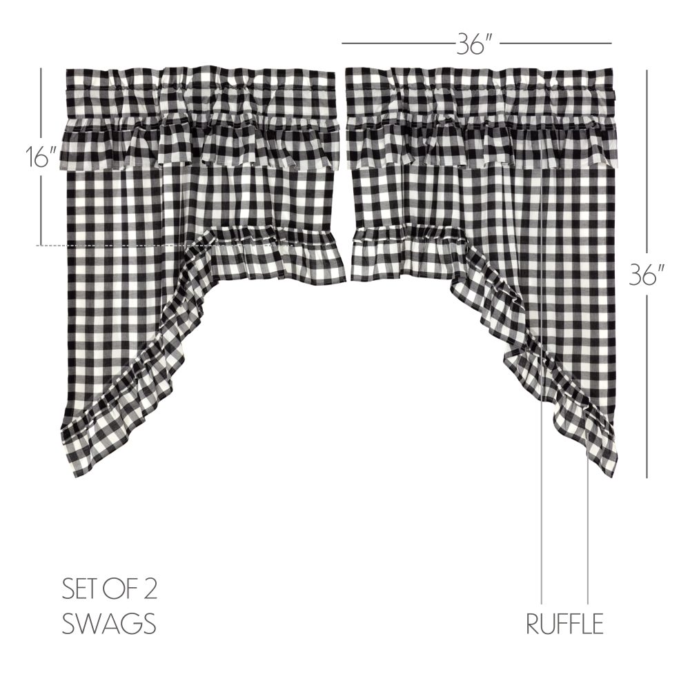 Annie Buffalo Black Check Ruffled Swag Set of 2 36x36x16 - Image 5
