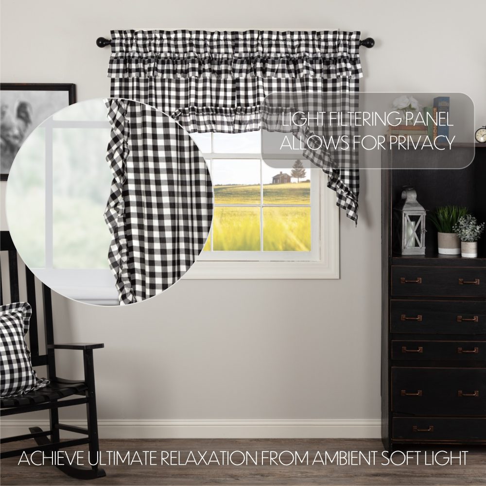 Annie Buffalo Black Check Ruffled Swag Set of 2 36x36x16 - Image 6