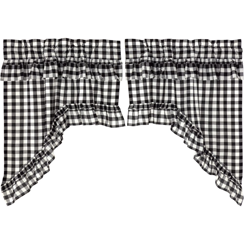 Annie Buffalo Black Check Ruffled Swag Set of 2 36x36x16 - Image 2