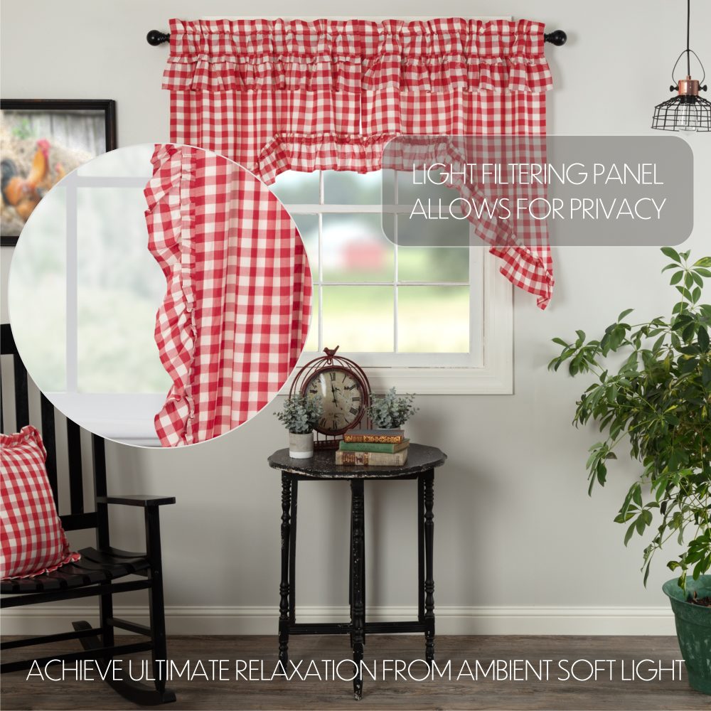 Annie Buffalo Red Check Ruffled Swag Set of 2 36x36x16 - Image 6