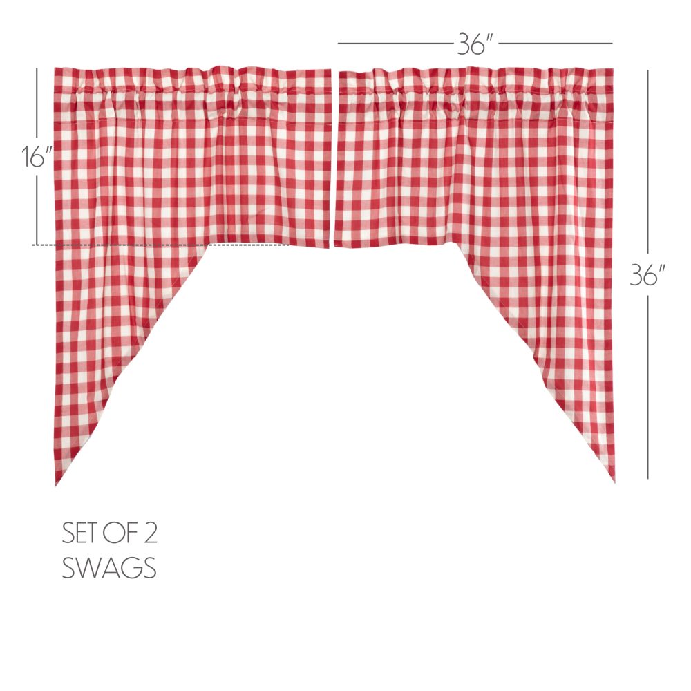Annie Buffalo Red Check Swag Set of 2 36x36x16 - Image 5