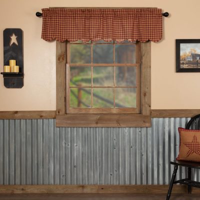 Burgundy Check Scalloped Valance 16x60