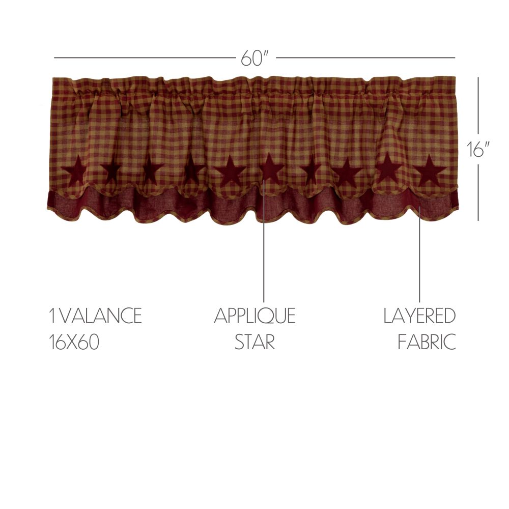 Burgundy Star Scalloped Layered Valance 16x60 - Image 3