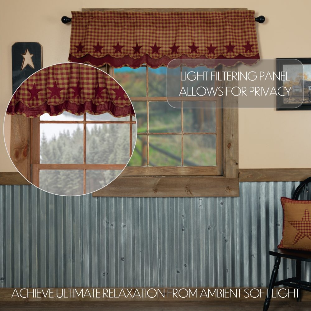 Burgundy Star Scalloped Layered Valance 16x60 - Image 4