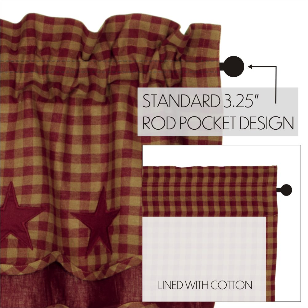 Burgundy Star Scalloped Layered Valance 16x60 - Image 6