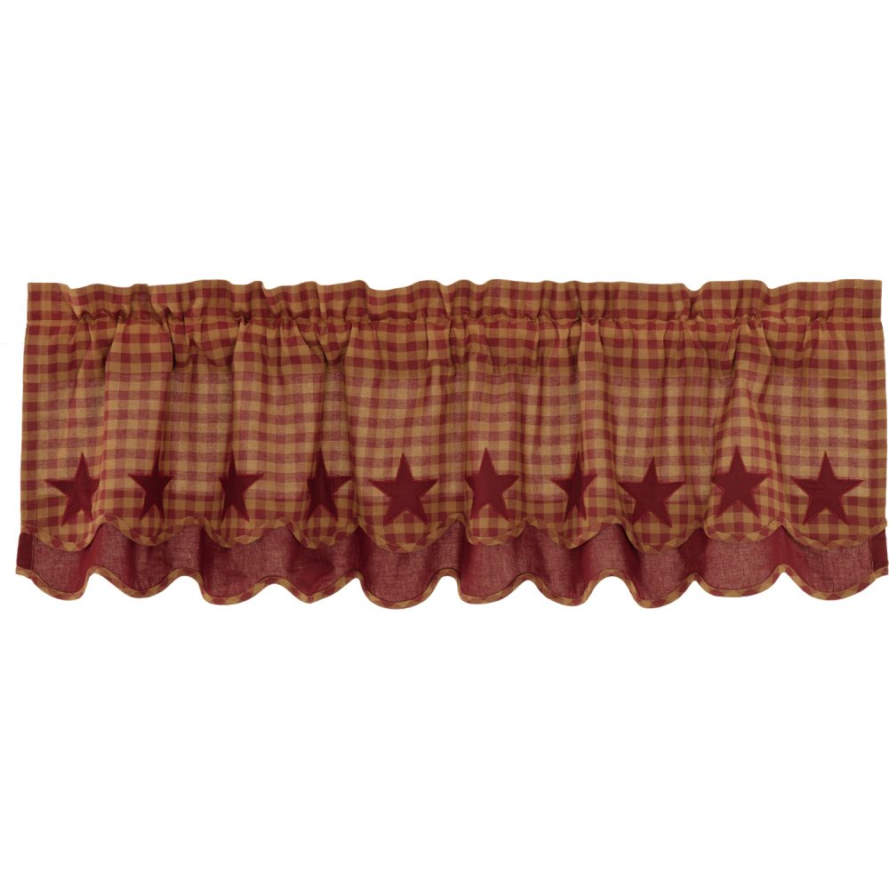 Burgundy Star Scalloped Layered Valance 16x60 - Image 2