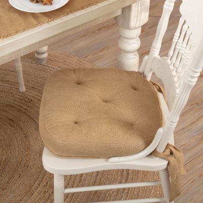 Burlap Natural Cotton Farmhouse Country Vintage Chair Pad 15x15 - VHC Brands