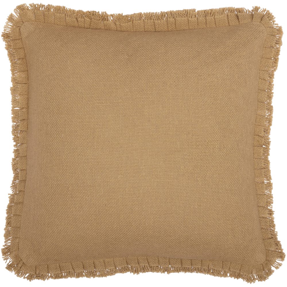 Burlap Natural Pillow w/ Fringed Ruffle 18x18 - Image 2
