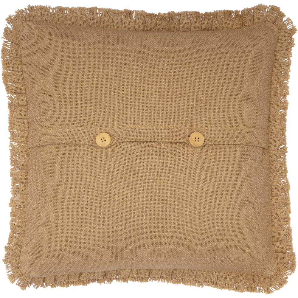 Burlap Natural Pillow w/ Fringed Ruffle 18x18 - Image 3