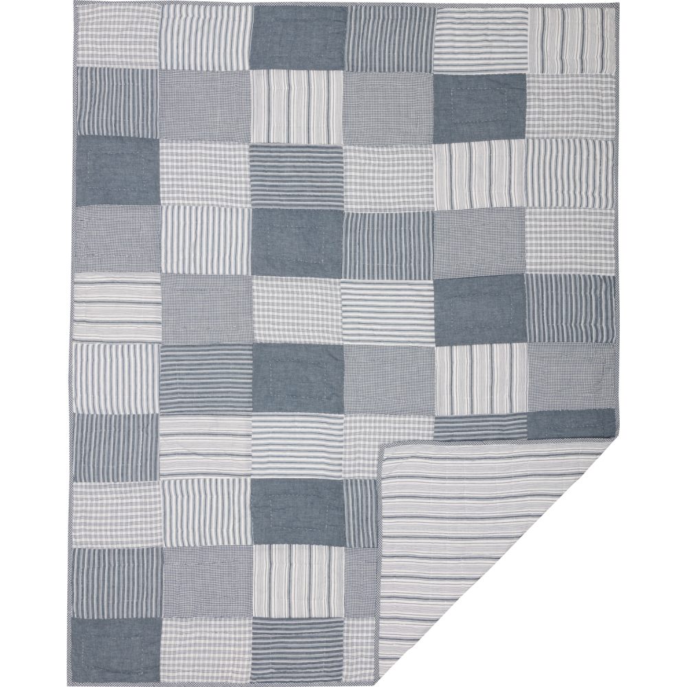 Sawyer Mill Blue Block Quilted Throw 50x60 - Image 2