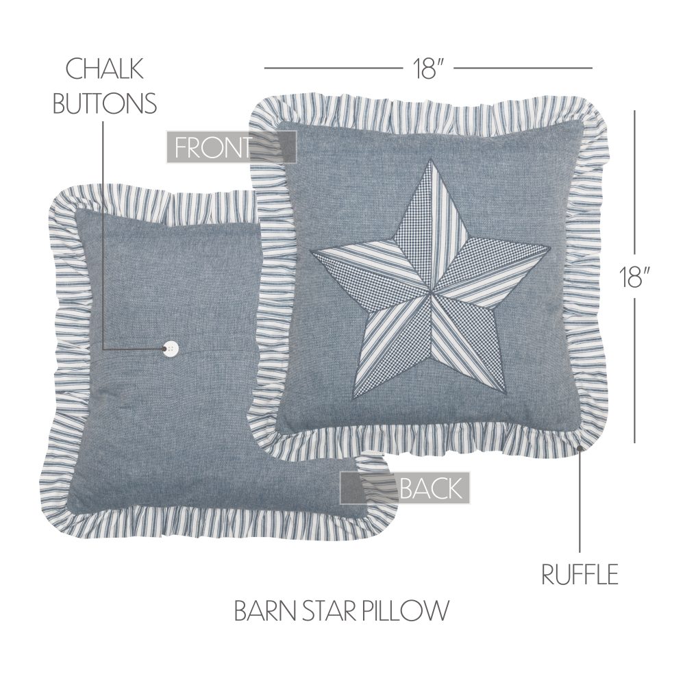 Sawyer Mill Blue Barn Star Pillow 18x18 - Image 4
