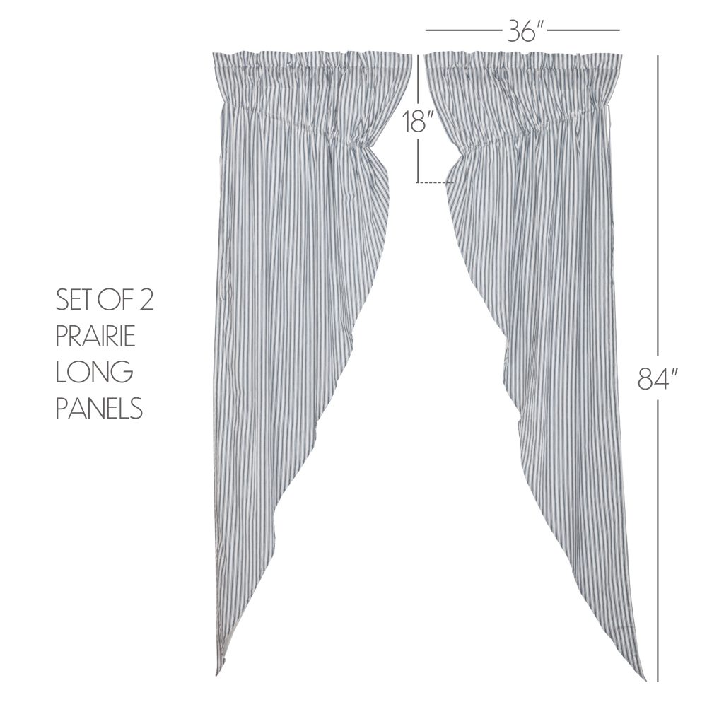 Sawyer Mill Blue Ticking Stripe Prairie Long Panel Set of 2 84x36x18 - Image 5