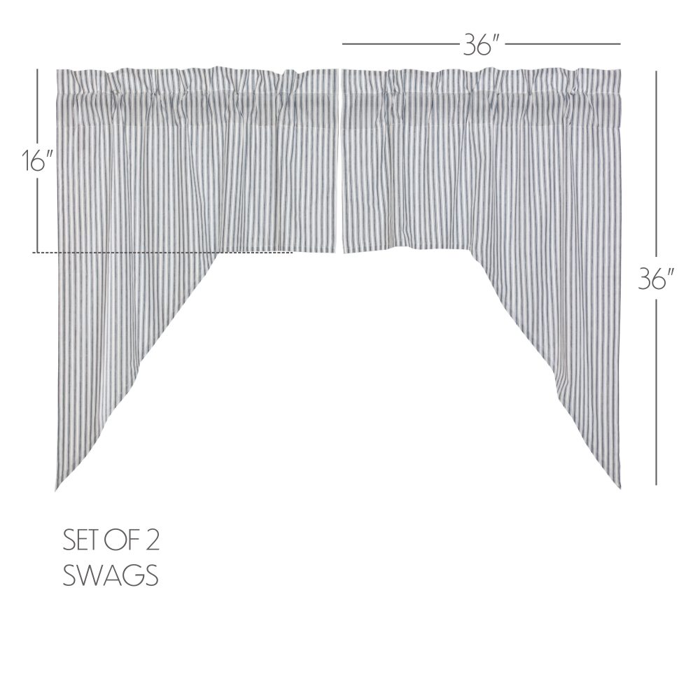 Sawyer Mill Blue Ticking Stripe Swag Set of 2 36x36x16 - Image 5