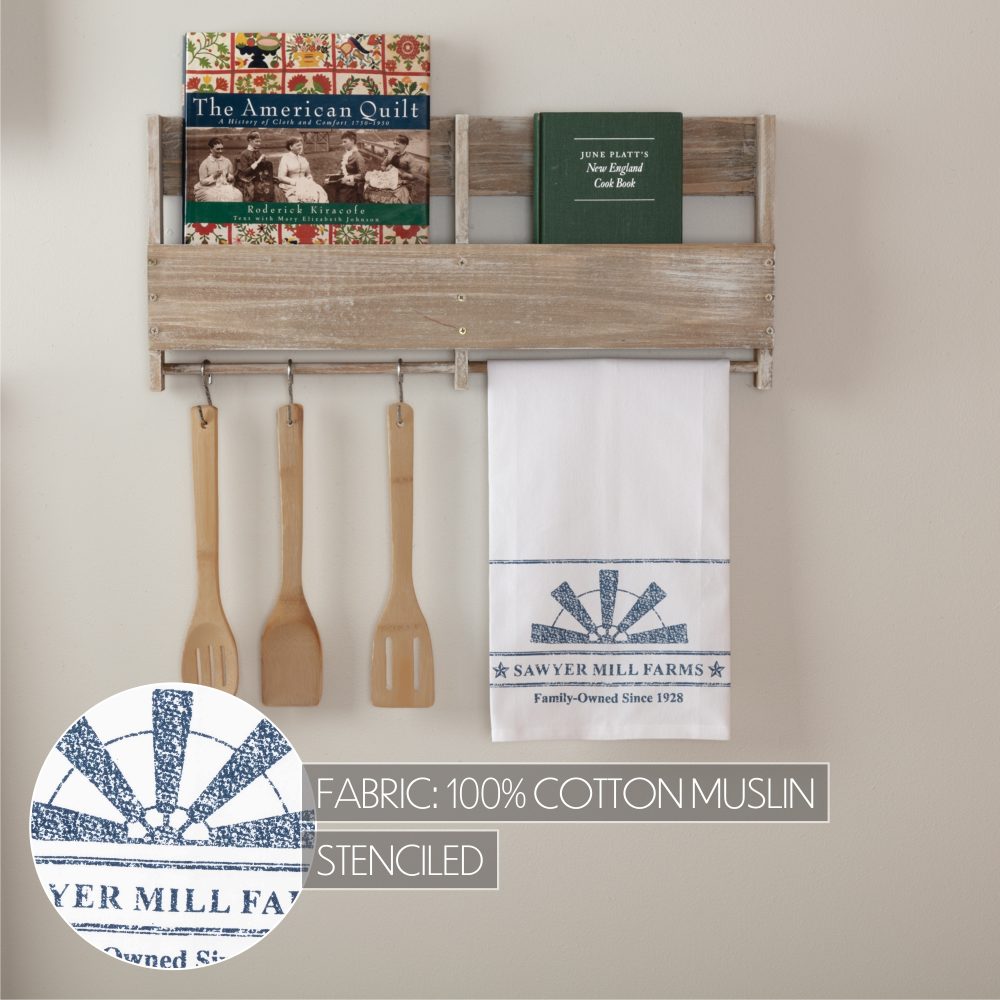 Sawyer Mill Blue Windmill Blade Muslin Bleached White Tea Towel 19x28 - Image 6