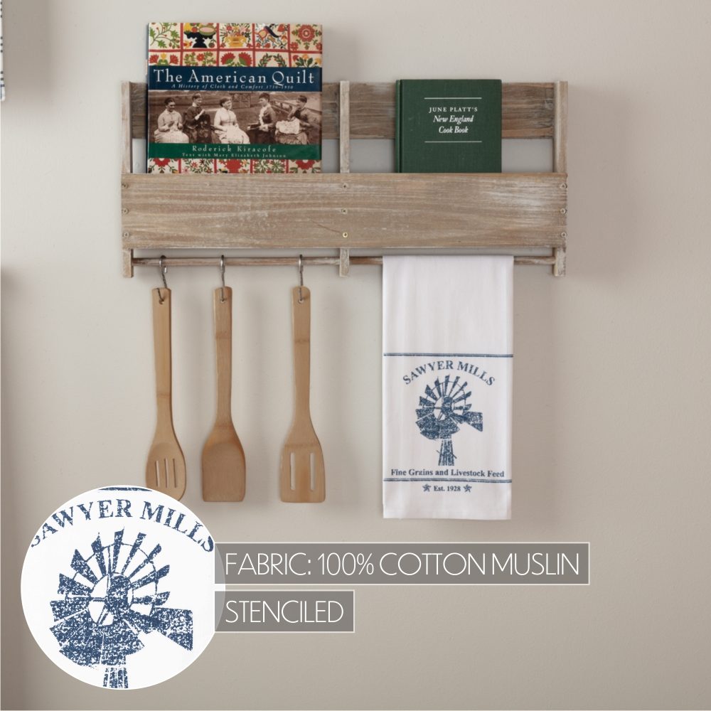 Sawyer Mill Blue Windmill Muslin Bleached White Tea Towel 19x28 - Image 6