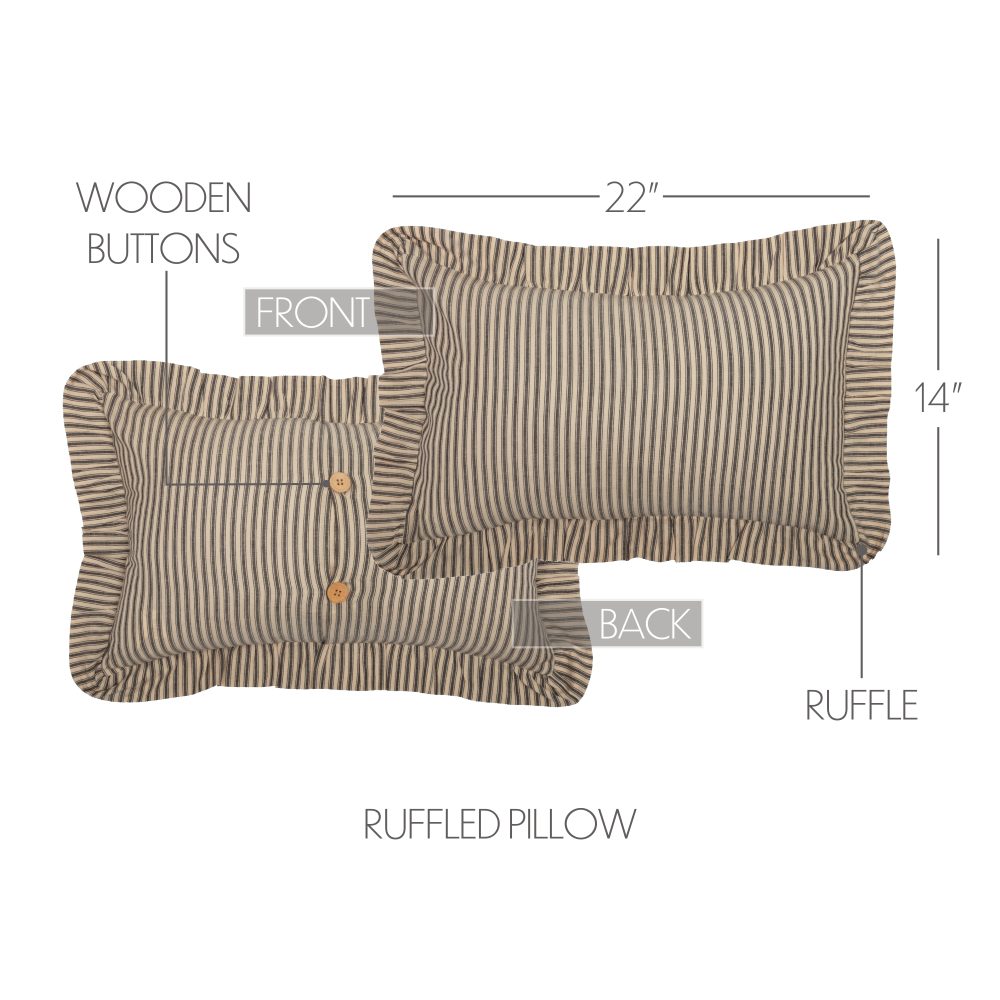 Sawyer Mill Charcoal Ticking Stripe Fabric Pillow 14x22 - Image 4