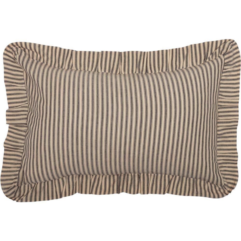 Sawyer Mill Charcoal Ticking Stripe Fabric Pillow 14x22 - Image 2