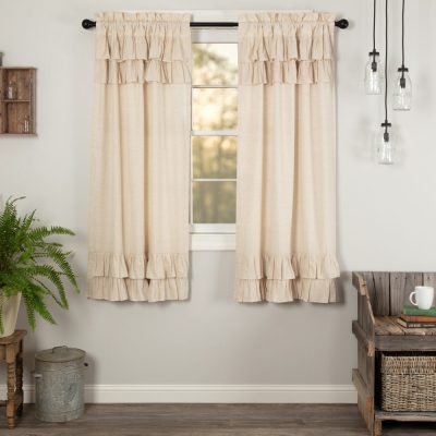 Simple Life Flax Natural Ruffled Short Panel Set of 2 63x36