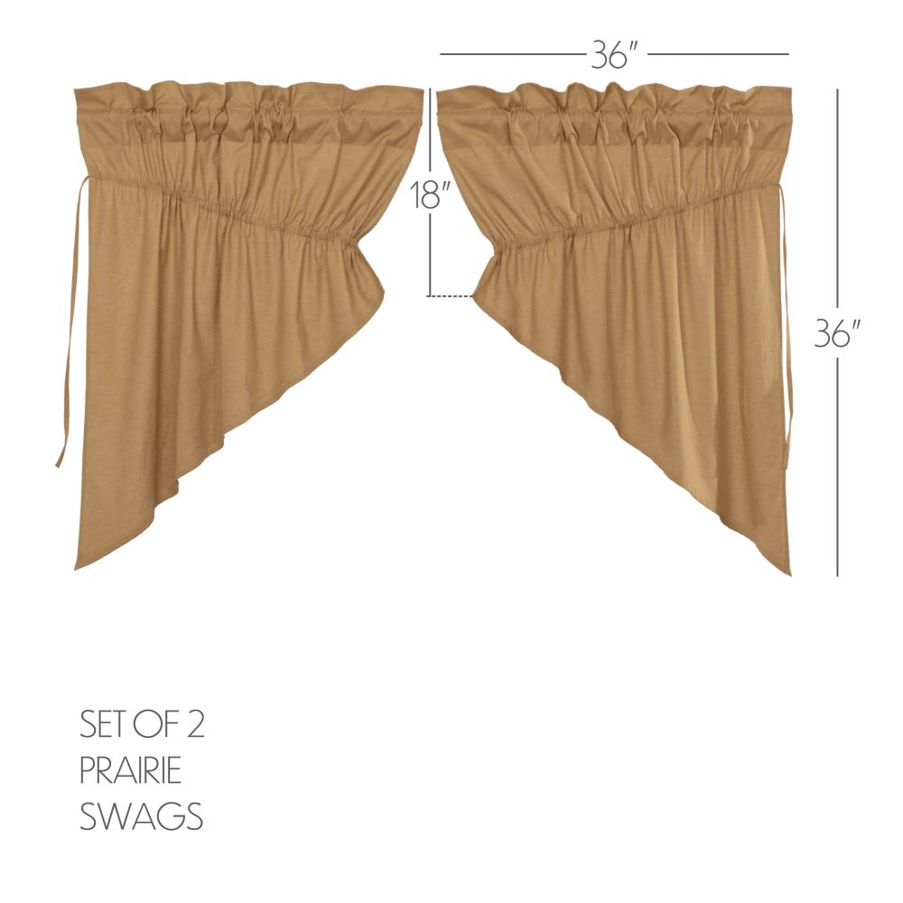 Simple Life Flax Khaki Prairie Swag Set of 2 36x36x18 - Image 5