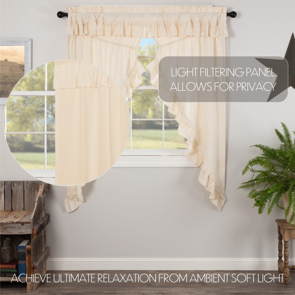 Muslin Ruffled Unbleached Natural Prairie Short Panel Set of 2 63x36x18 - Image 4