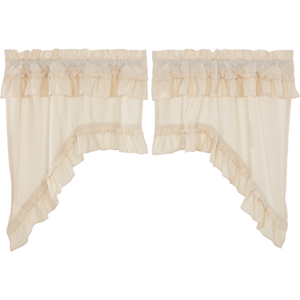 Muslin Ruffled Unbleached Natural Swag Set of 2 36x36x16 - Image 2