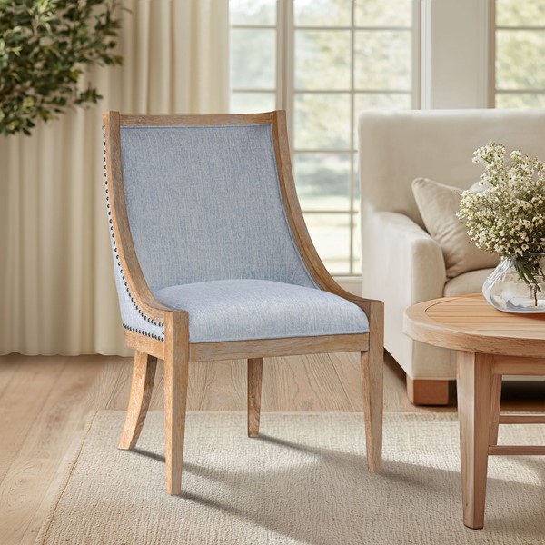 Martha Stewart Elmcrest Upholstered Dining Chair with Nailhead Trim in Light Blue, One Size MT108-1216 - Image 2