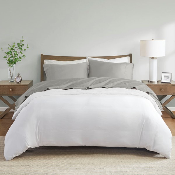 Madison Park 600 Thread Count Pima Cotton Sheet Set in Light Grey, Split King MP20-7166 - Image 2