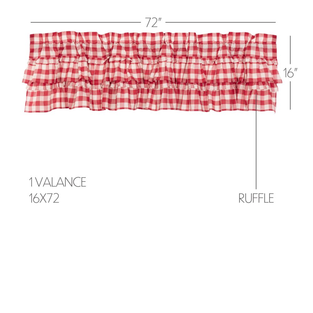 Annie Buffalo Red Check Ruffled Valance 16x72 - Image 5