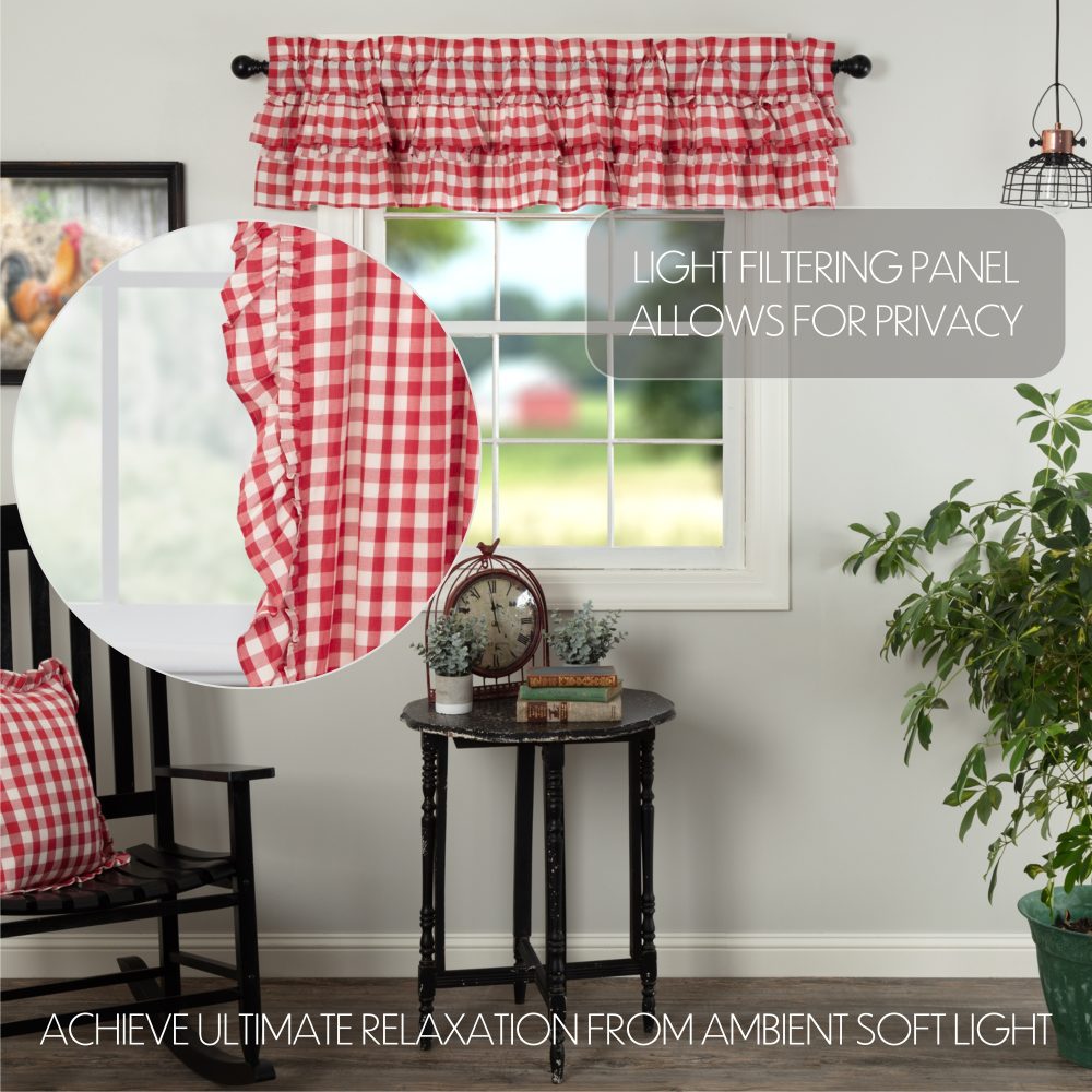 Annie Buffalo Red Check Ruffled Valance 16x72 - Image 6
