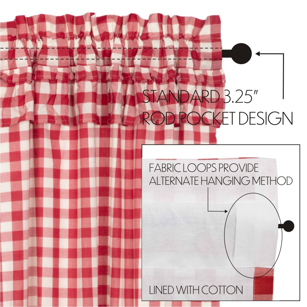 Annie Buffalo Red Check Ruffled Valance 16x72 - Image 8