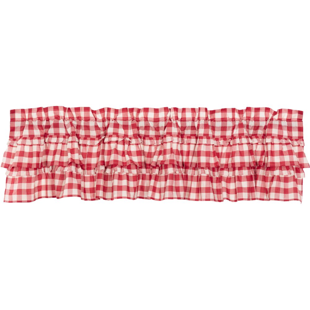 Annie Buffalo Red Check Ruffled Valance 16x72 - Image 2
