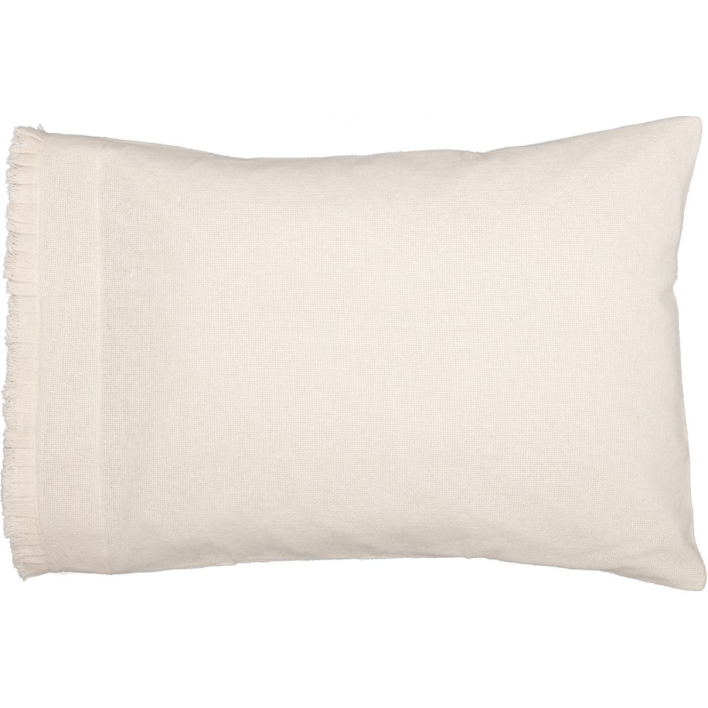 Burlap Antique White Standard Pillow Case w/ Fringed Ruffle Set of 2 21x30 - Image 3