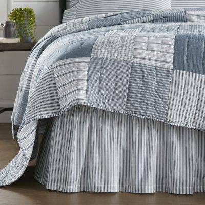 Sawyer Mill Blue Ticking Stripe Queen Bed Skirt 60x80x16