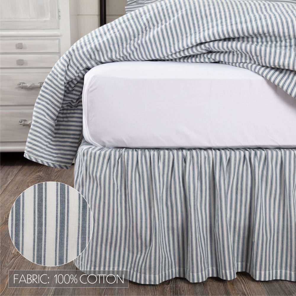 Sawyer Mill Blue Ticking Stripe Twin Bed Skirt 39x76x16 - Image 3