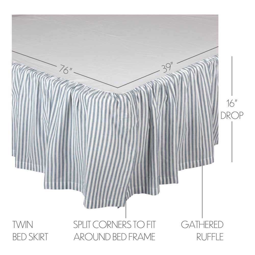 Sawyer Mill Blue Ticking Stripe Twin Bed Skirt 39x76x16 - Image 4