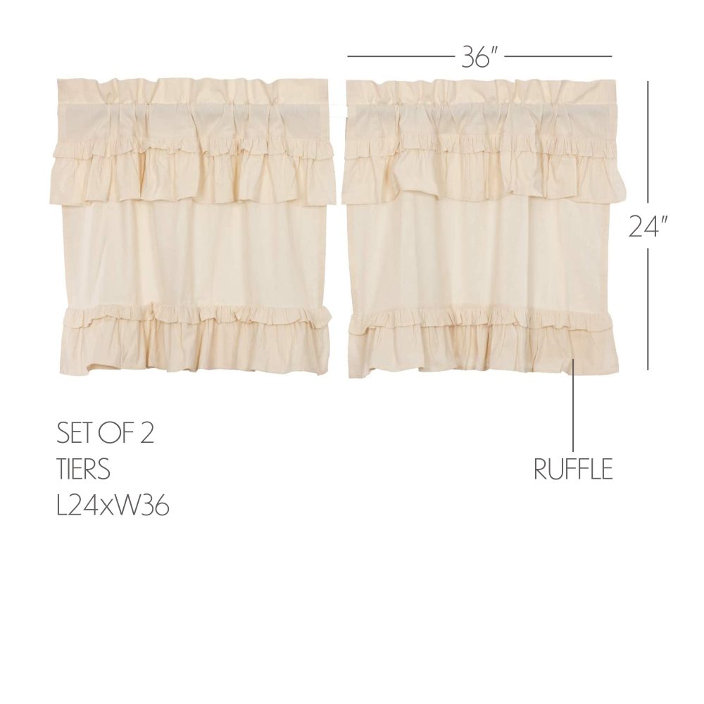 Muslin Ruffled Unbleached Natural Tier Set of 2 L24xW36 - Image 3