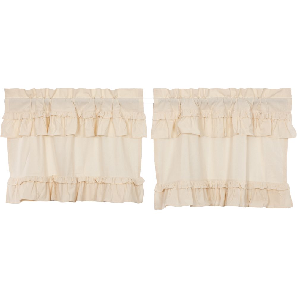 Muslin Ruffled Unbleached Natural Tier Set of 2 L24xW36 - Image 2