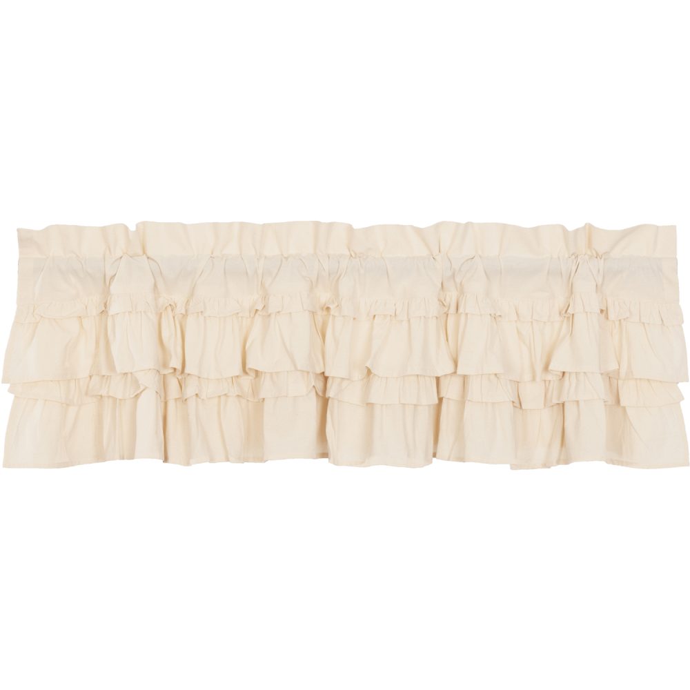 Muslin Ruffled Unbleached Natural Valance 16x60 - Image 2