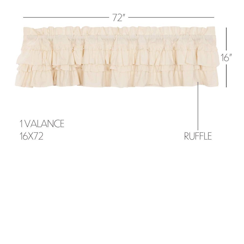 Muslin Ruffled Unbleached Natural Valance 16x72 - Image 3