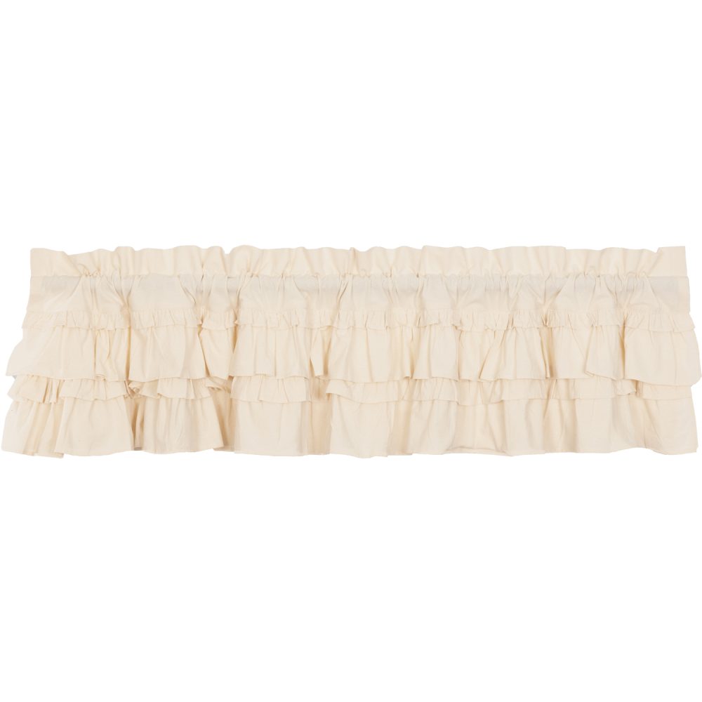 Muslin Ruffled Unbleached Natural Valance 16x72 - Image 2