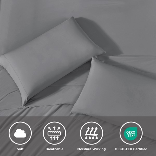 Main Street Sublime Serenity Luxury Sheet Set in Gray, Twin OLX10-0022 - Image 2