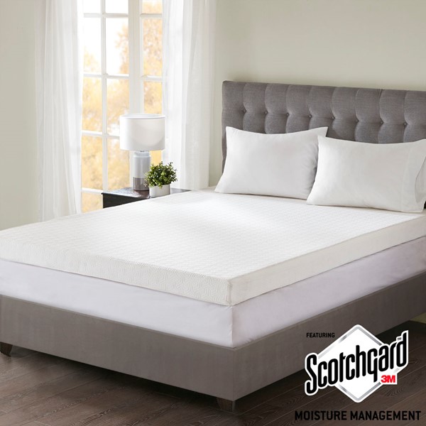 Sleep Philosophy 4" Gel Memory Foam with 3M Cover Mattress Topper in White, Cal King BASI16-0454