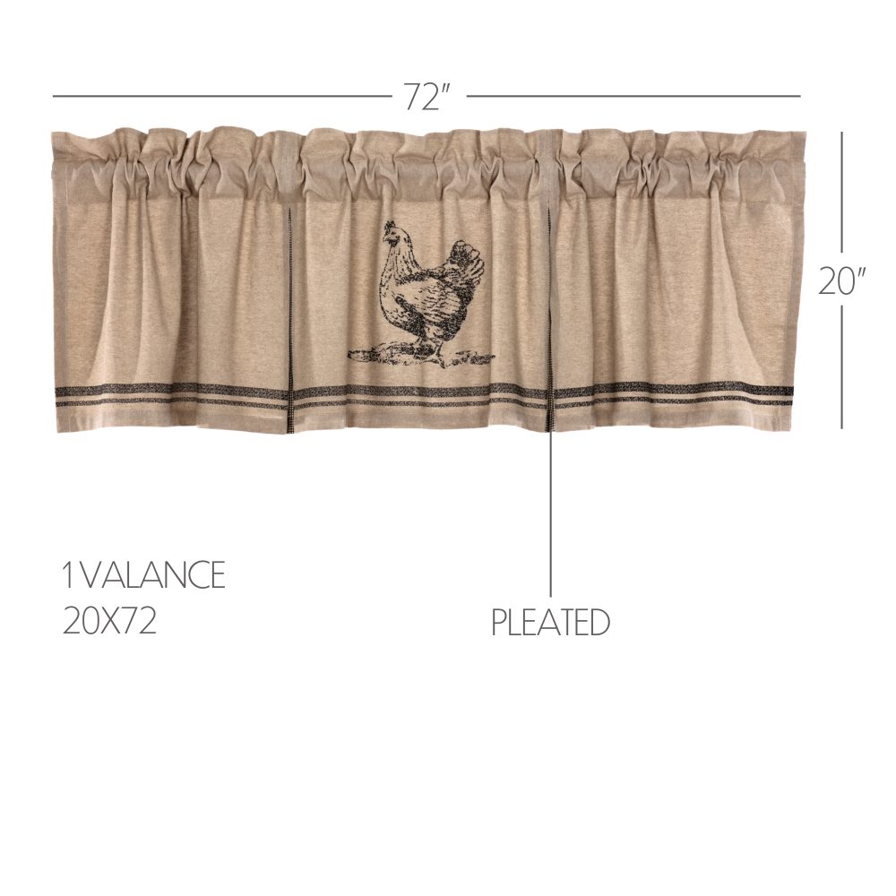 Sawyer Mill Charcoal Chicken Valance Pleated 20x72 - Image 4