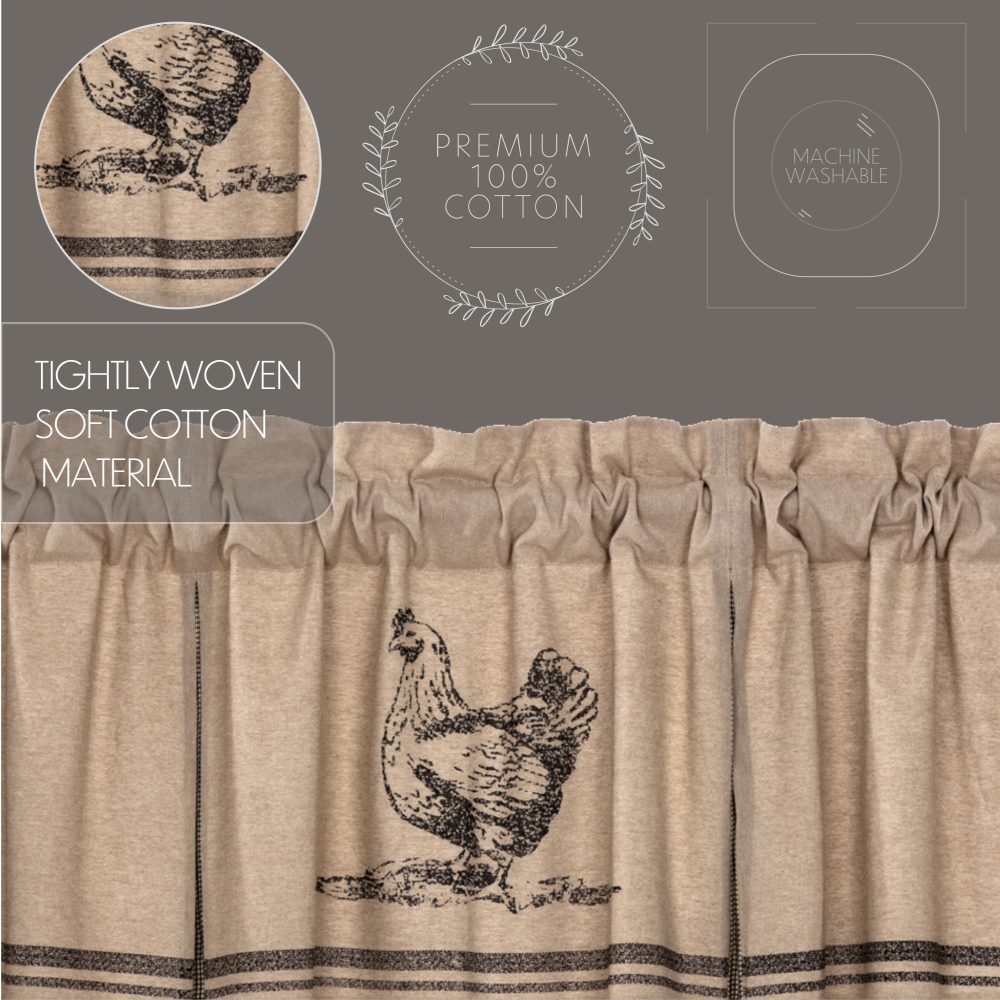 Sawyer Mill Charcoal Chicken Valance Pleated 20x72 - Image 6