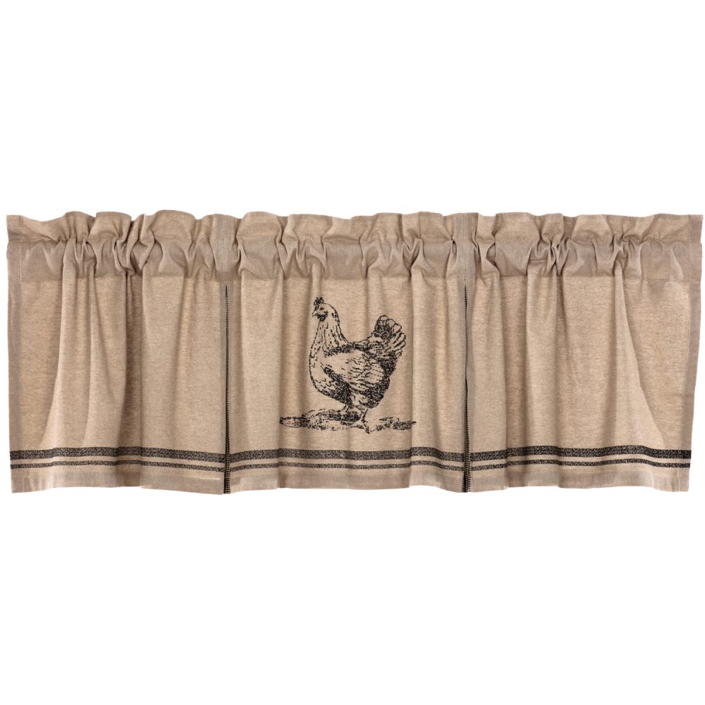 Sawyer Mill Charcoal Chicken Valance Pleated 20x72 - Image 2