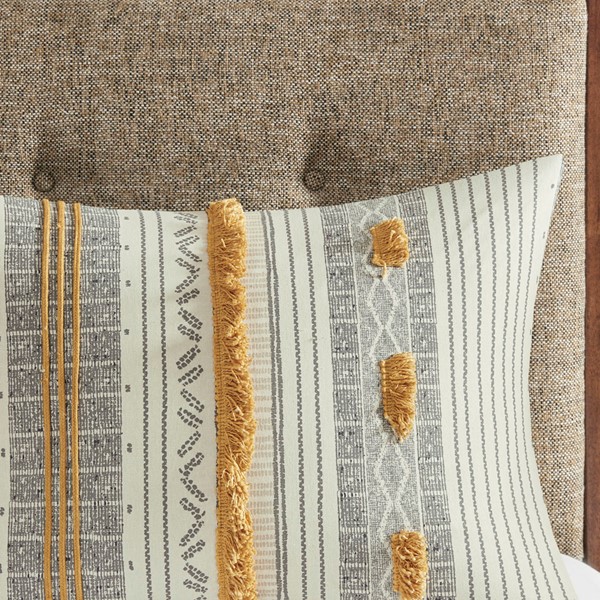 INK+IVY Cody 3 Piece Cotton Comforter Set in Gray/Yellow, Full/Queen II10-1116 - Image 5