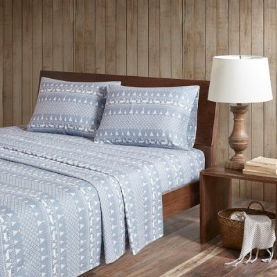 Woolrich Cotton Flannel Sheet Set in Blue Winter Frost, King WR20-2032