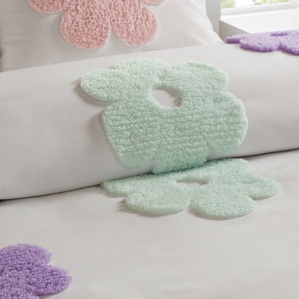 Urban Habitat Kids Gracie Floral Reversible Tufted Chenille Duvet Cover Set in White/Purple, Full/Queen UHK12-0229 - Image 5