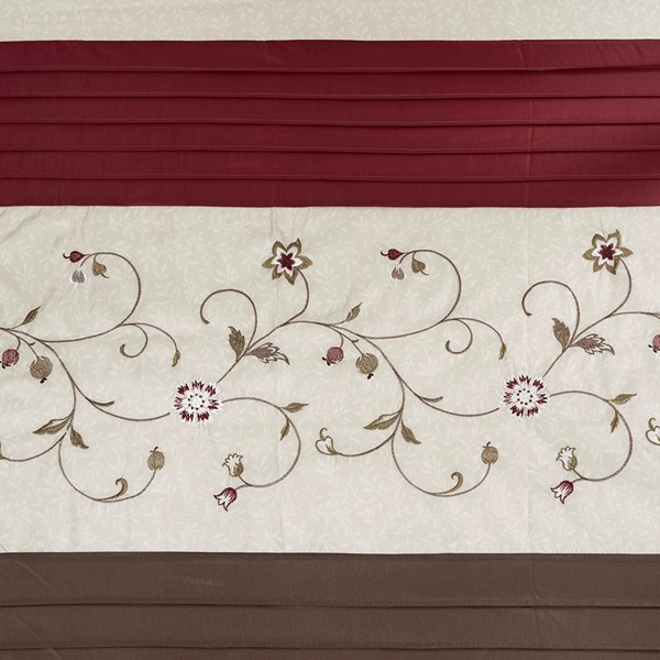 Madison Park Serene Faux Silk Embroidered Floral Shower Curtain in Red, 72x72" MP70-644 - Image 3