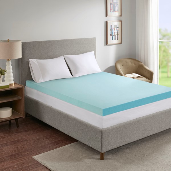 Sleep Philosophy 3" Cooling Gel Memory Foam Mattress Topper in White, Queen BASI16-0393 - Image 3